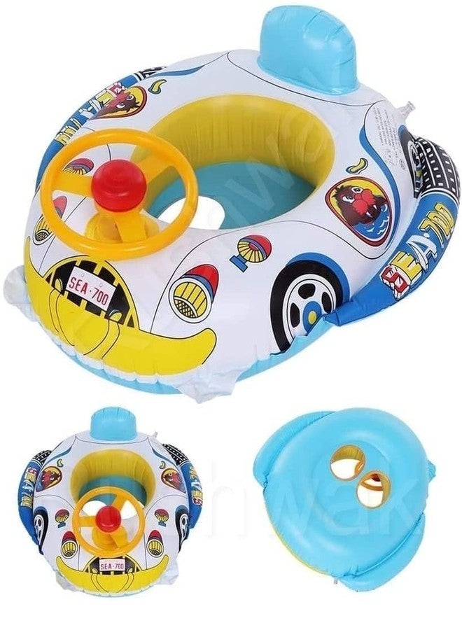 Kiesh Baby Swimming Pool Float, Cute Car Design Kids Toddler Inflatable Summer Beach Floatie Boat Swim Tube Ring || Kids Swimming Ring Float Inflatable Pool Car - Image 4